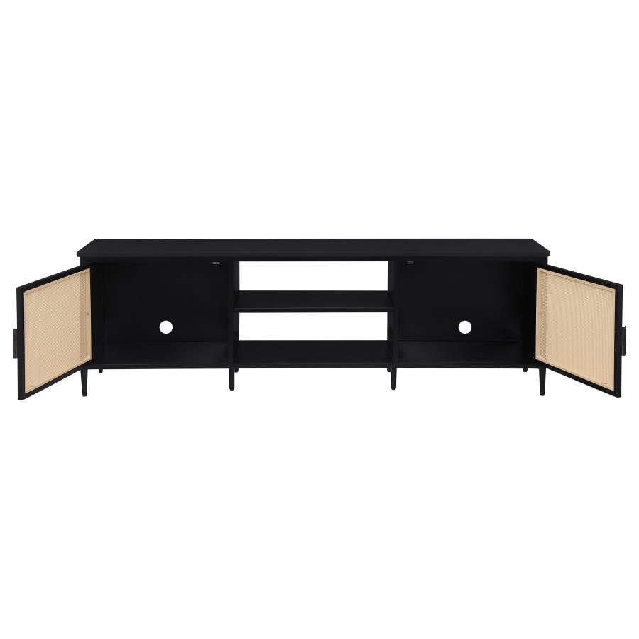 Amherst 2-door 70-inch Metal TV Stand Media Console Black view 3