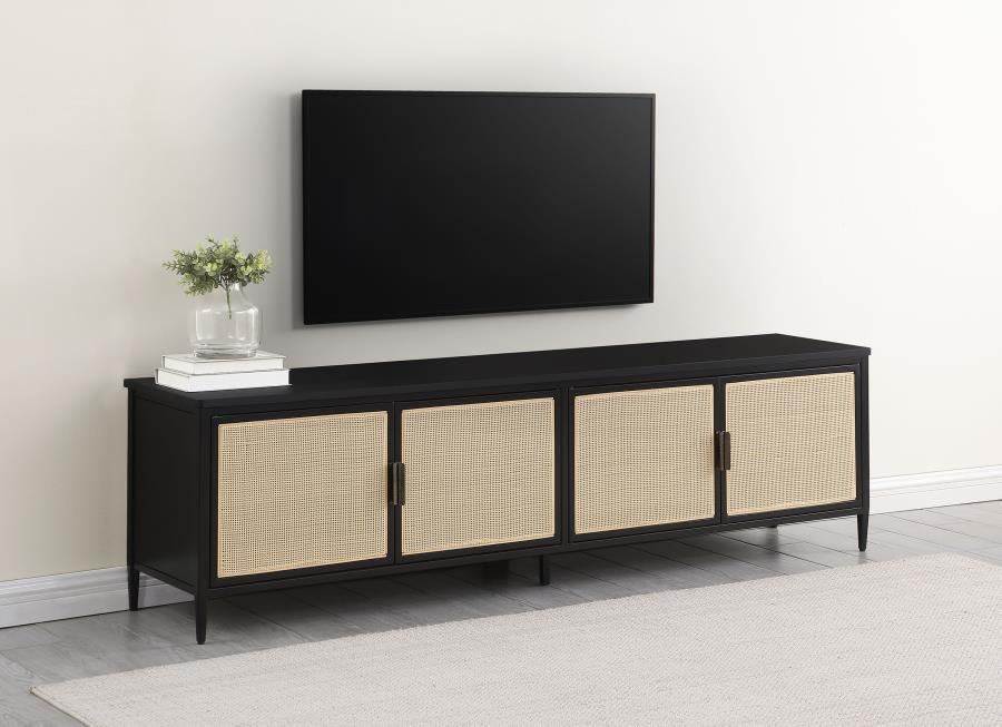 Amherst 4-door 78-inch Metal TV Stand Media Console Black view 2
