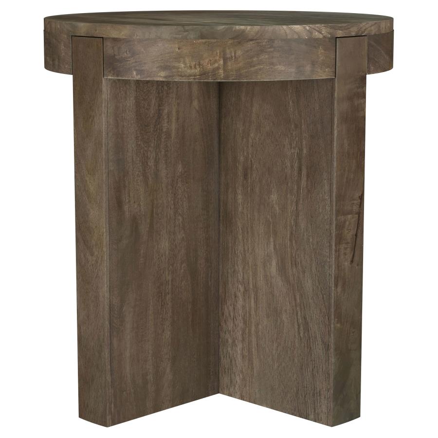 Kinkaid Round Solid Mango Wood End Table Brown view 4