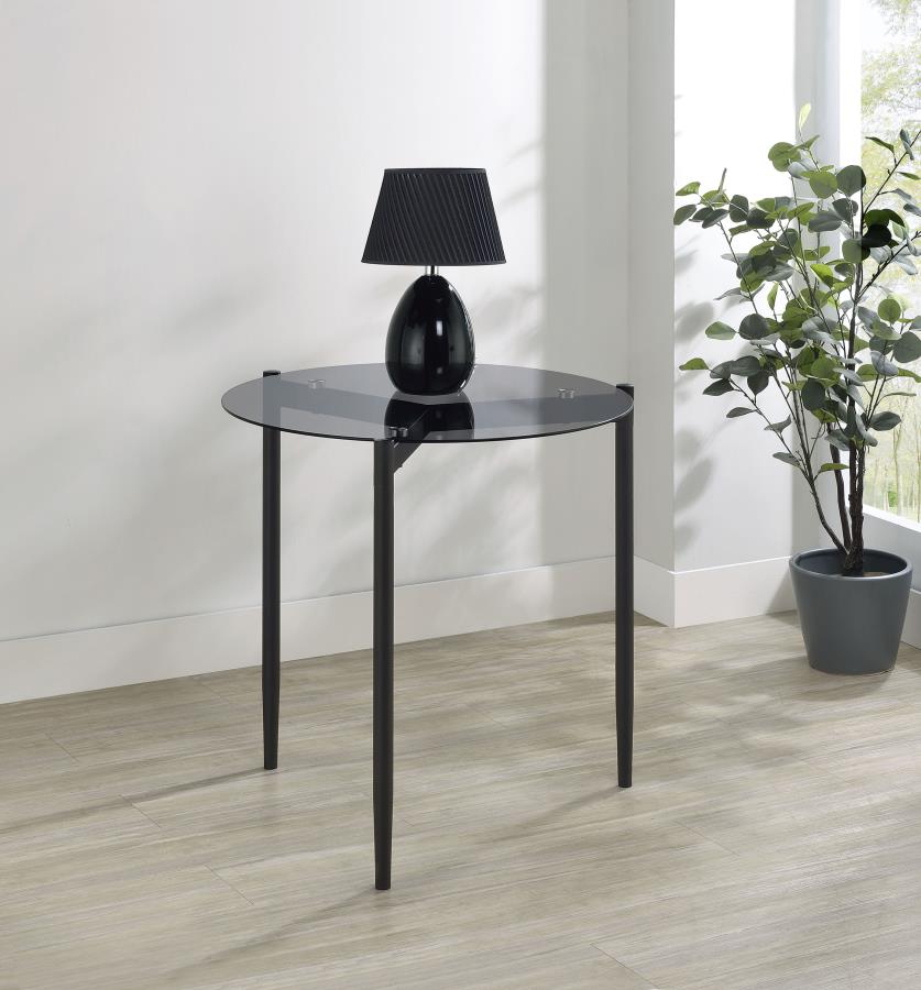 Rosalie Round Smoked Glass Top End Table Grey view 2