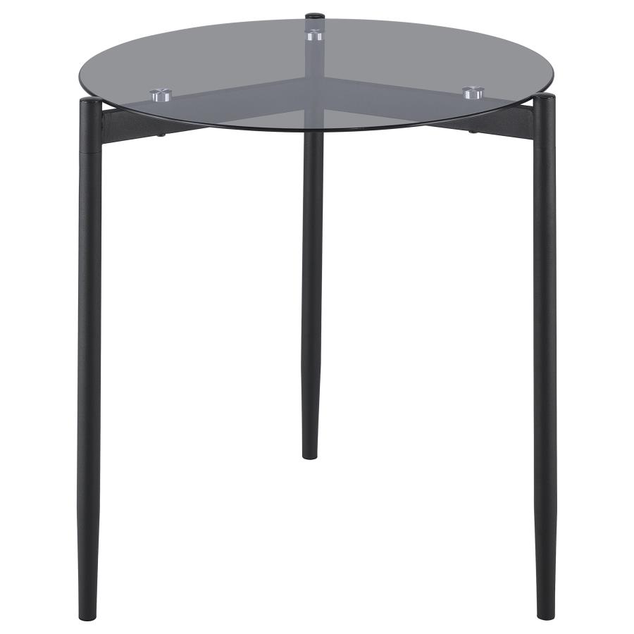 Rosalie Round Smoked Glass Top End Table Grey view 3