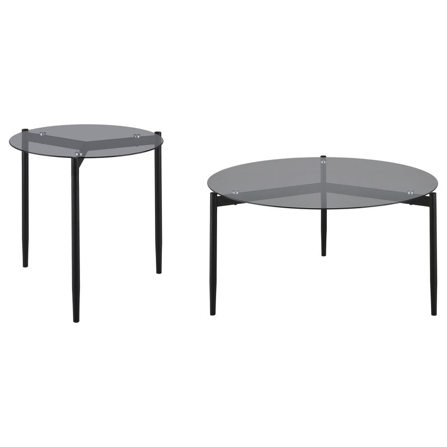 Rosalie 2-piece Round Coffee and End Table Set Grey view 2