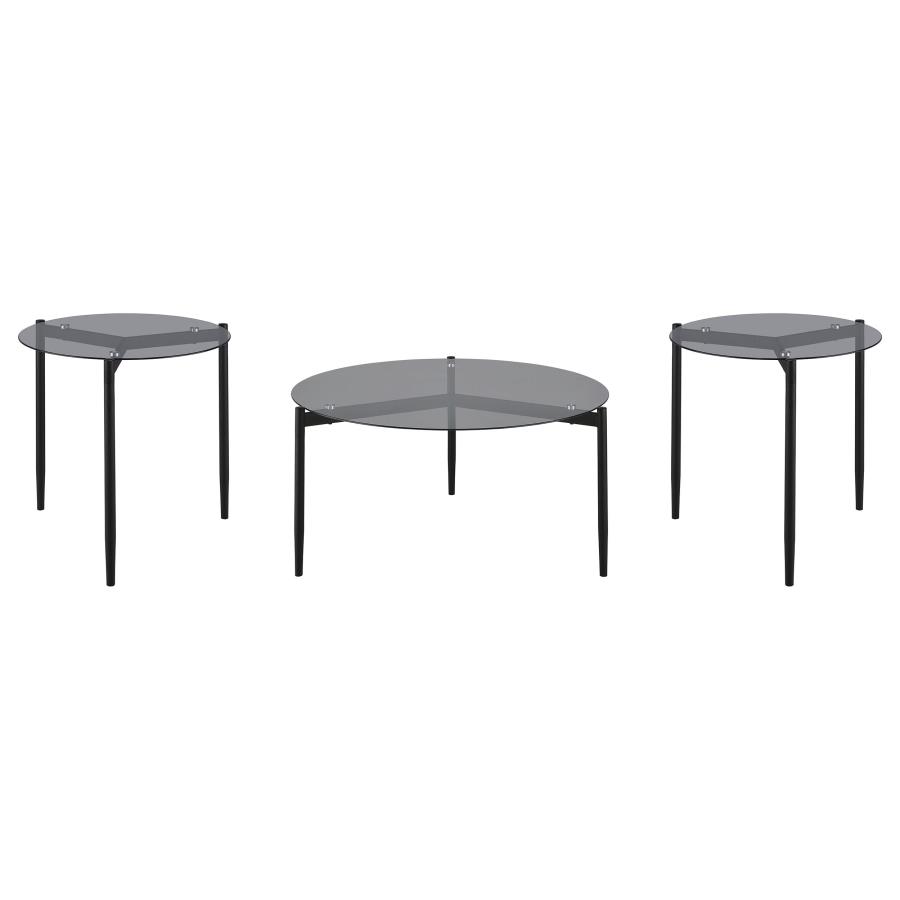 Rosalie 3-piece Round Coffee and End Table Set Grey view 2