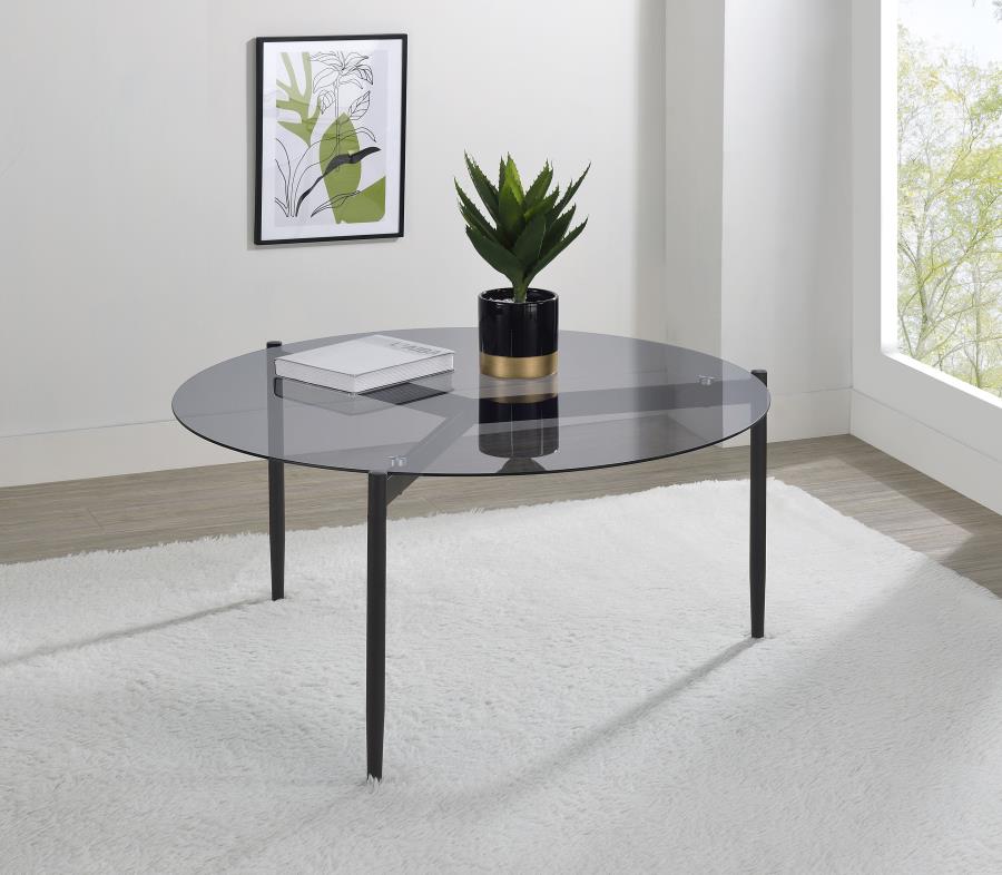 Rosalie Round Smoked Glass Top Coffee Table Grey view 2