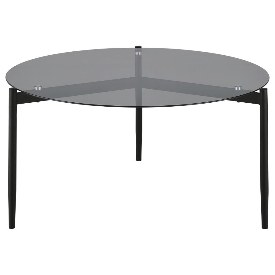 Rosalie Round Smoked Glass Top Coffee Table Grey view 3