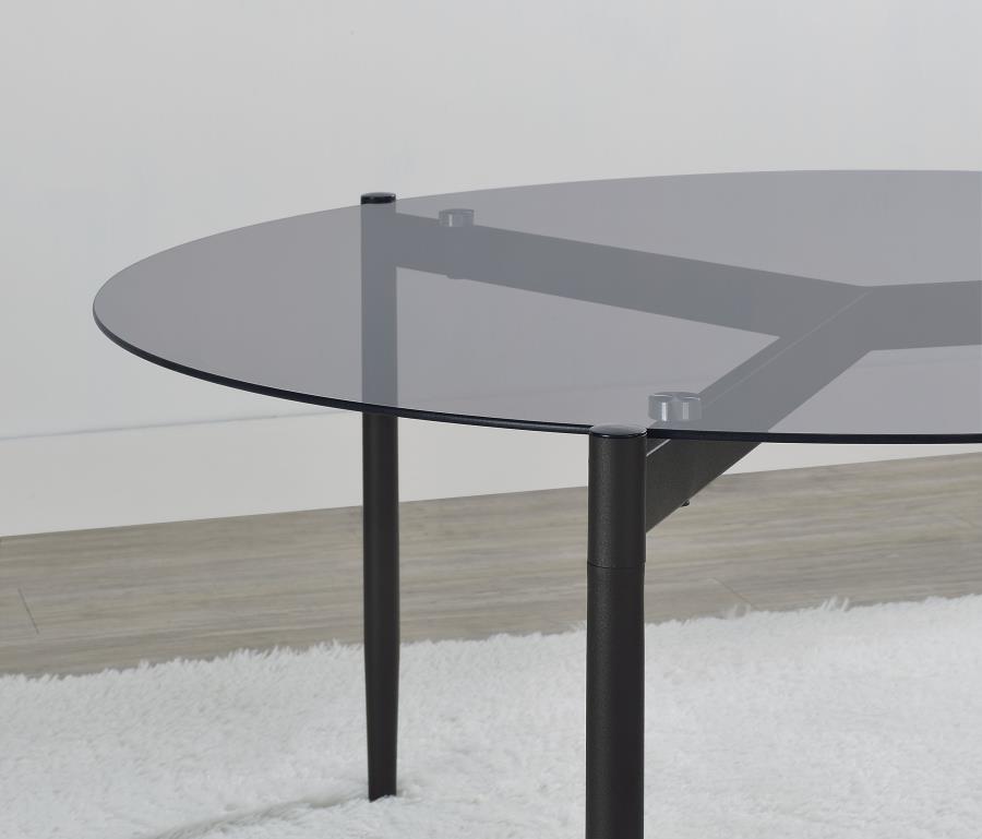 Rosalie Round Smoked Glass Top Coffee Table Grey view 6