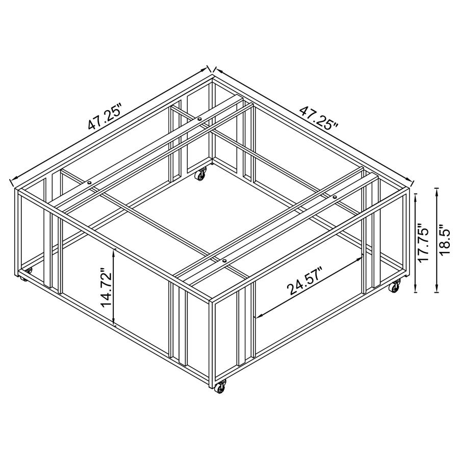 Adri Square Glass Top Coffee Table with Casters Black Nickel view 7