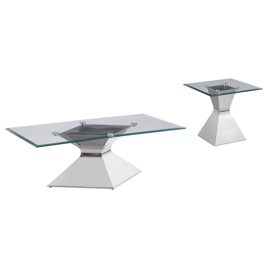 Jenny 2-piece Rectangular Coffee and End Table Set Chrome view 2