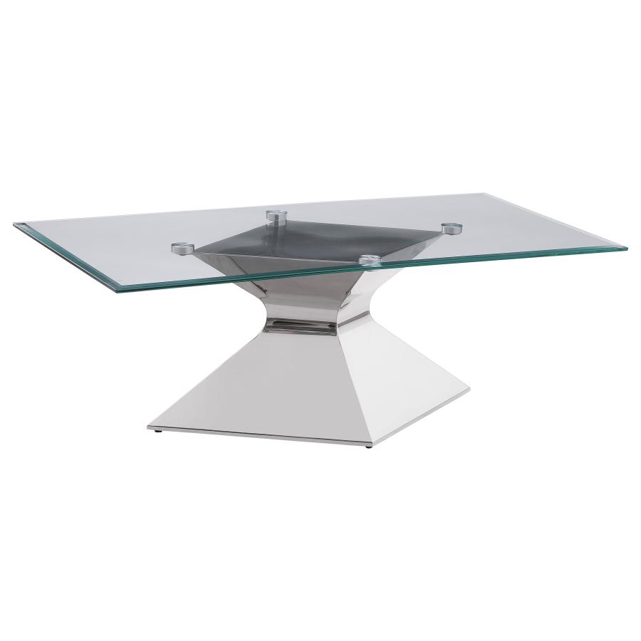 Jenny 2-piece Rectangular Coffee and End Table Set Chrome view 3