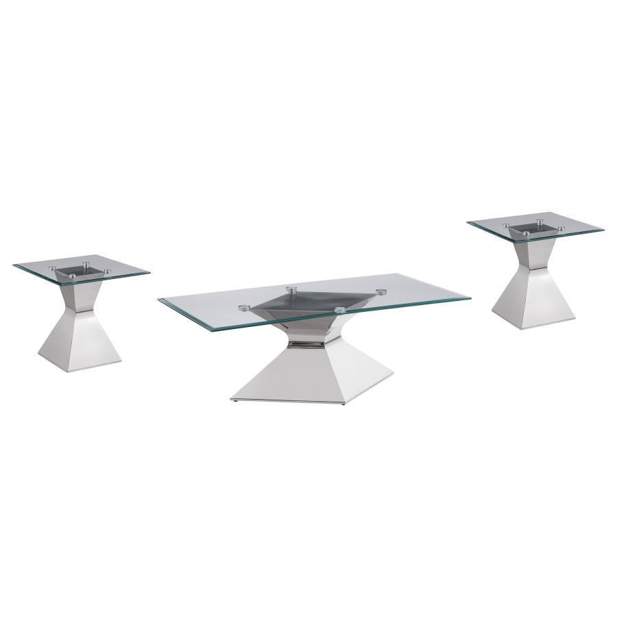 Jenny 3-piece Rectangular Coffee and End Table Set Chrome view 2