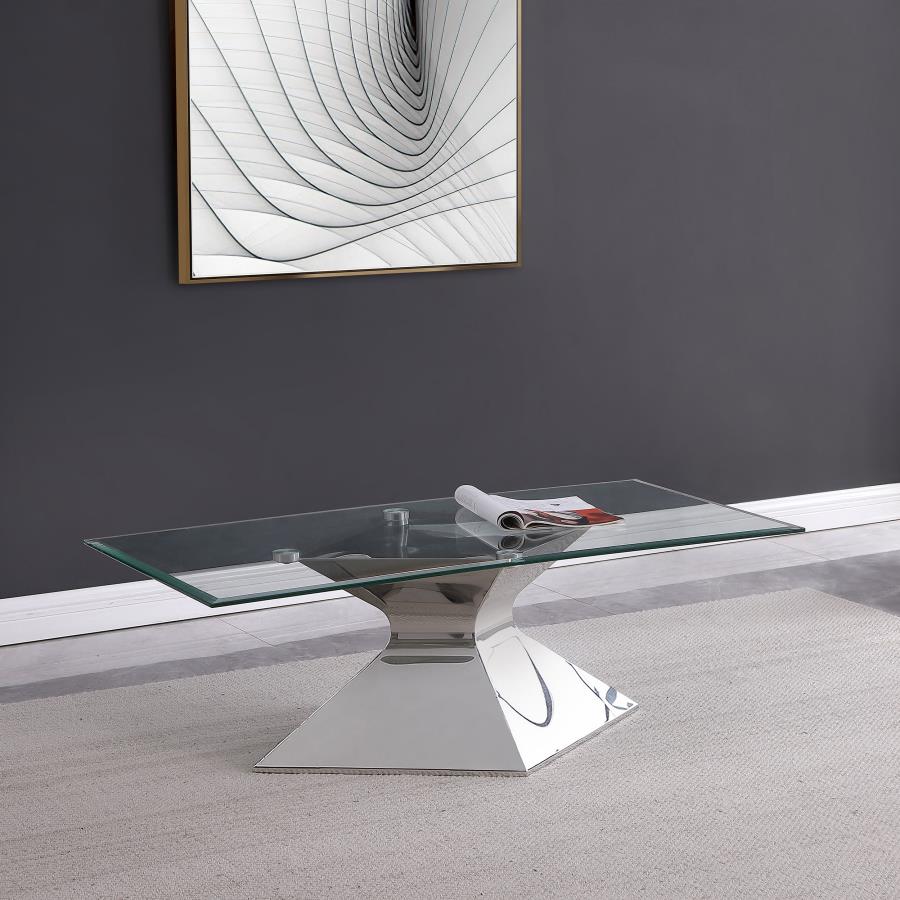 Jenny Glass Top Stainless Steel Coffee Table Chrome view 2