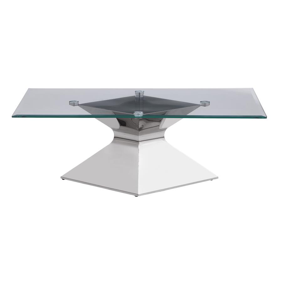 Jenny Glass Top Stainless Steel Coffee Table Chrome view 3