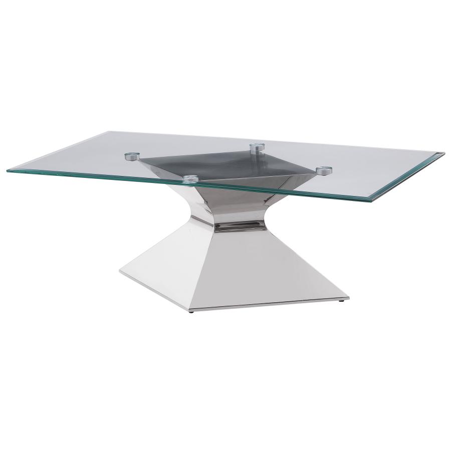 Jenny Glass Top Stainless Steel Coffee Table Chrome view 4