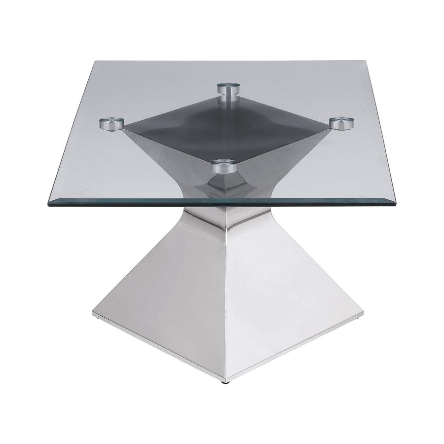 Jenny Glass Top Stainless Steel Coffee Table Chrome view 5