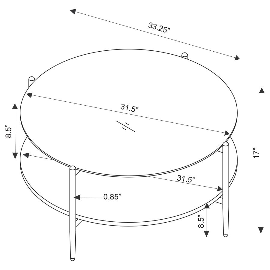 Jonelle 2-piece Round Coffee and End Table Set Gold view 6