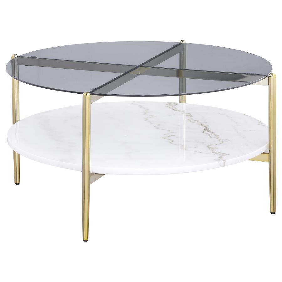Jonelle 3-piece Round Coffee and End Table Set Gold view 4