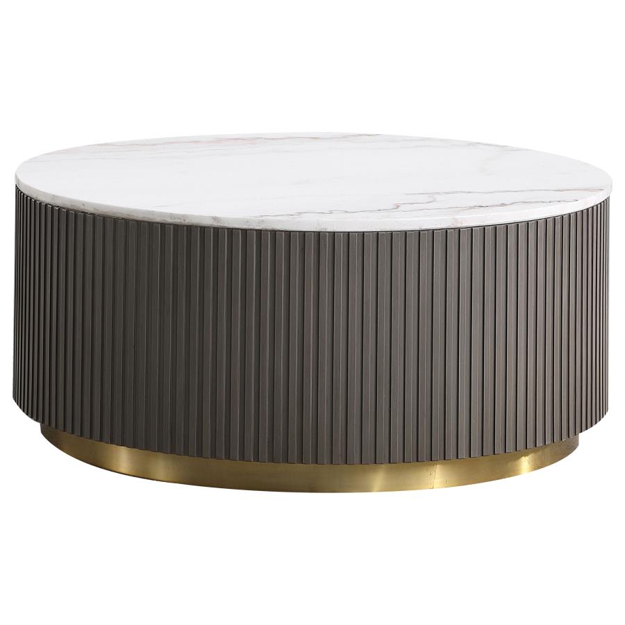 Jason 3-piece Round White Marble Coffee Table Set Charcoal view 4
