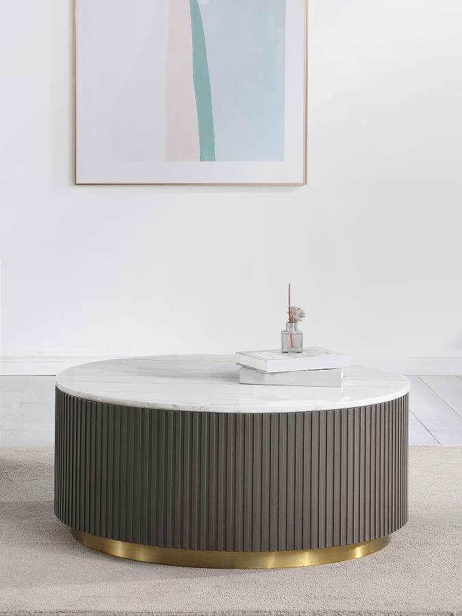 Jason Round White Marble Top Coffee Table Charcoal view 2