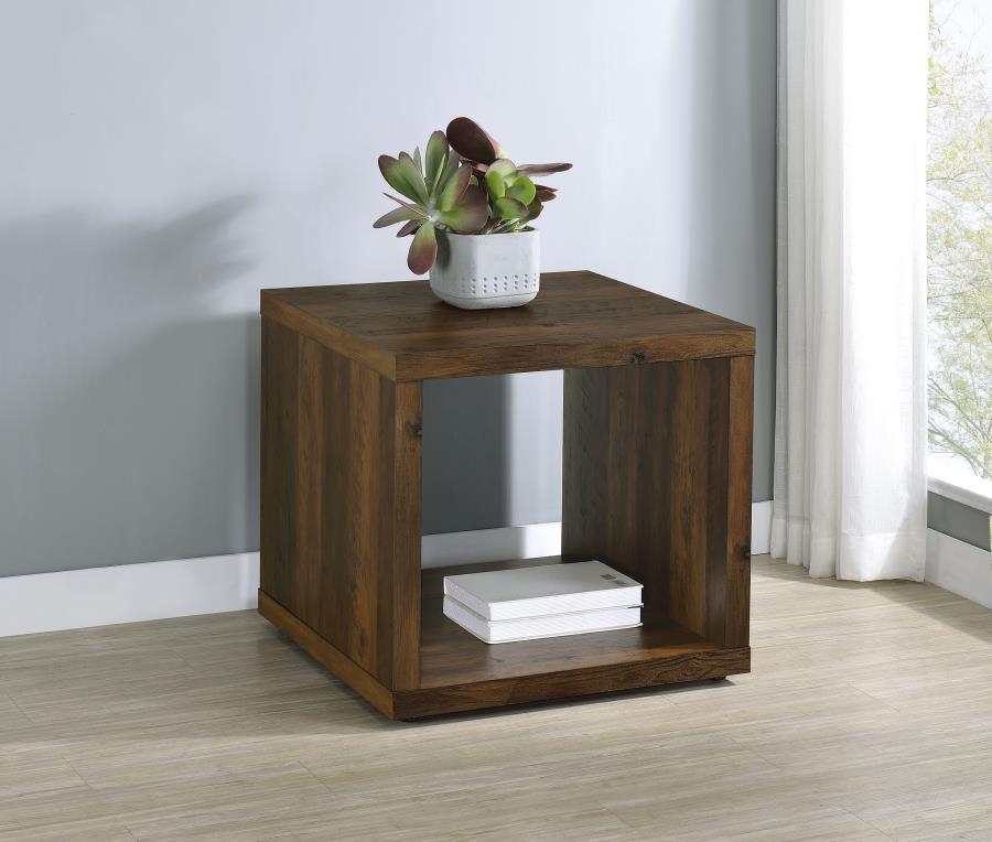 Frisco Square Engineered Wood Side End Table Dark Pine view 2