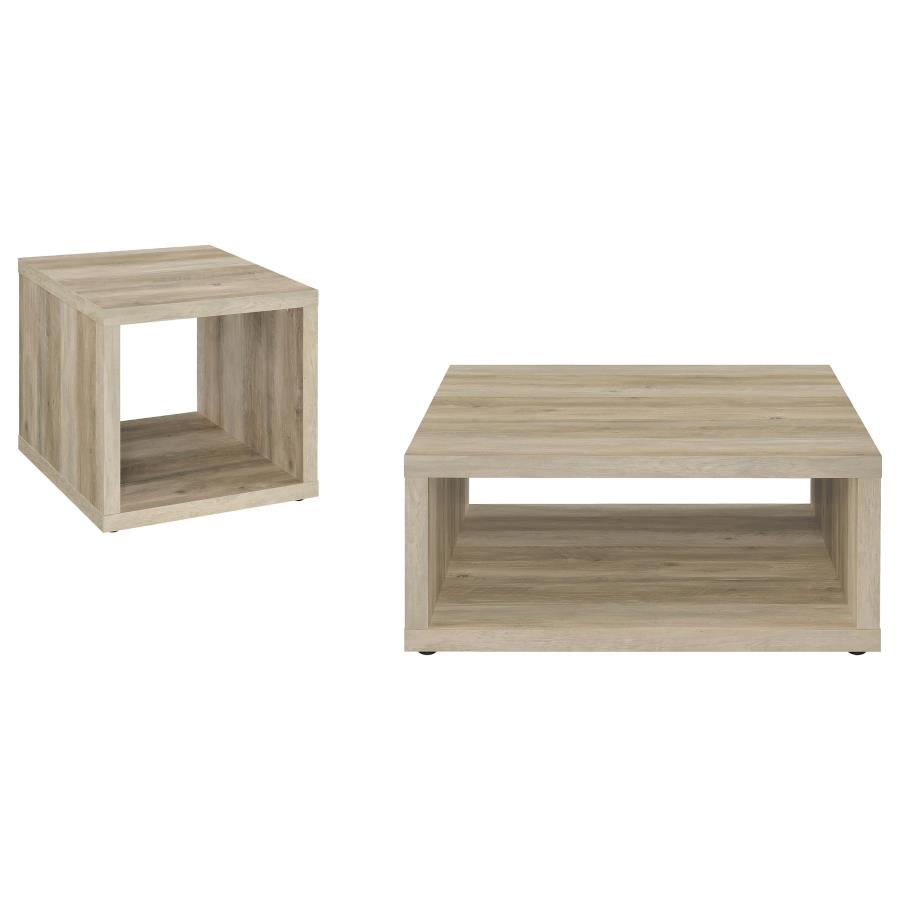 Frisco 2-piece Coffee and End Table Set Distressed Pine view 2