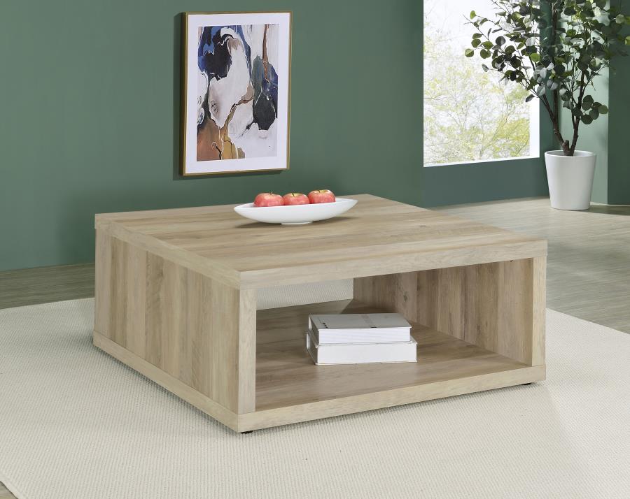 Frisco Square Engineered Wood Coffee Table Distressed Pine view 2
