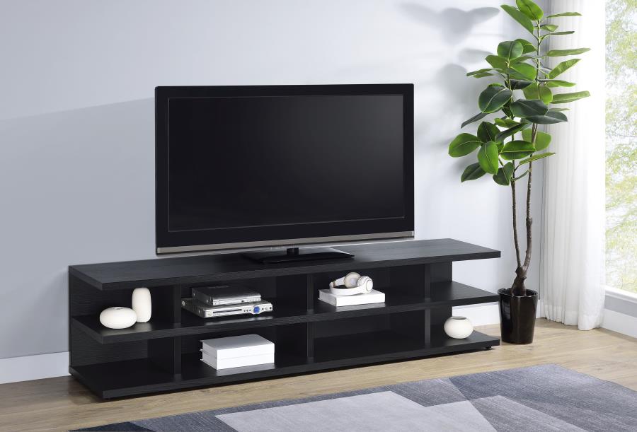 Cartmill 78-inch 2-tier TV Stand Media Console Black view 2