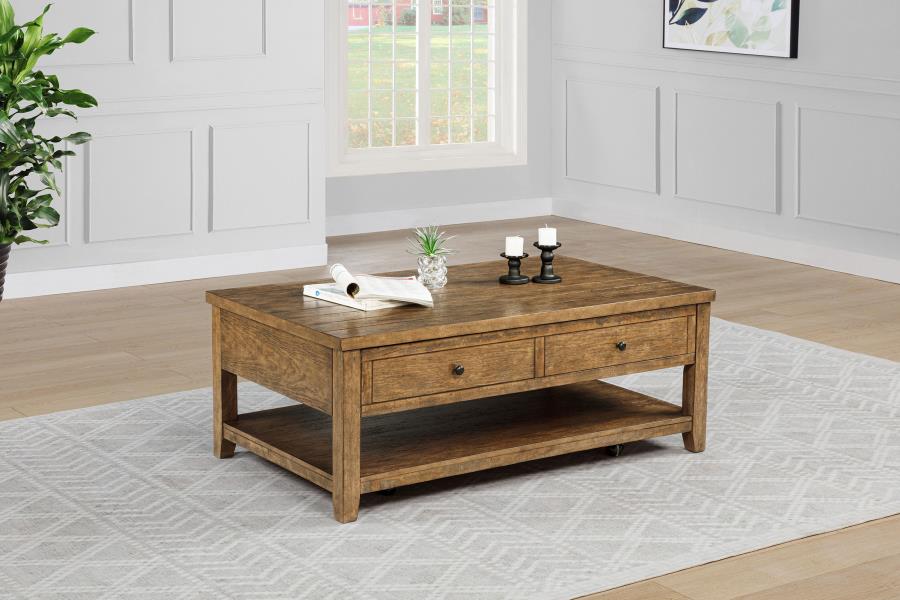 Payne 48-inch Mobile Lift Top Coffee Table Distressed Brown view 2