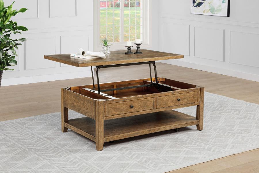 Payne 48-inch Mobile Lift Top Coffee Table Distressed Brown view 3