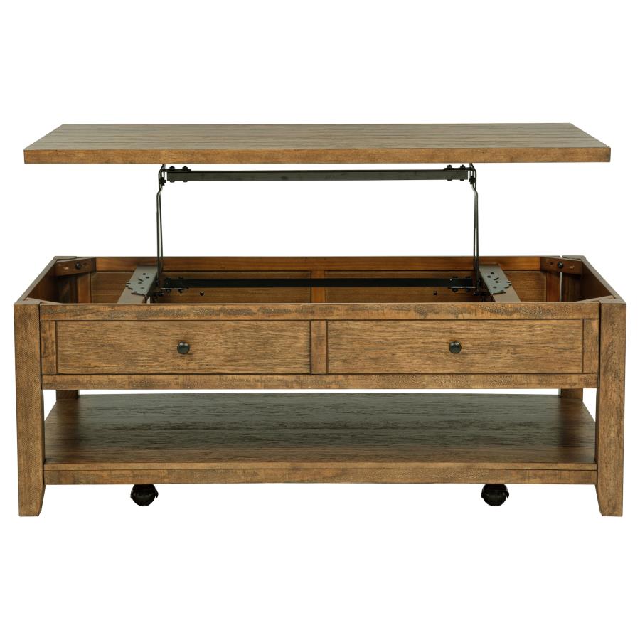 Payne 48-inch Mobile Lift Top Coffee Table Distressed Brown view 6