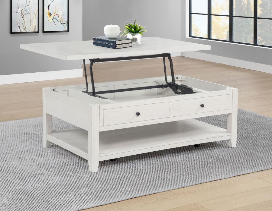 Payne 48-inch Mobile Lift Top Coffee Table Distressed White view 3