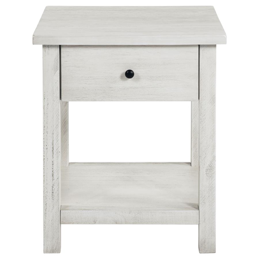 Payne 1-drawer Wood End Table with Shelf Distressed White view 4