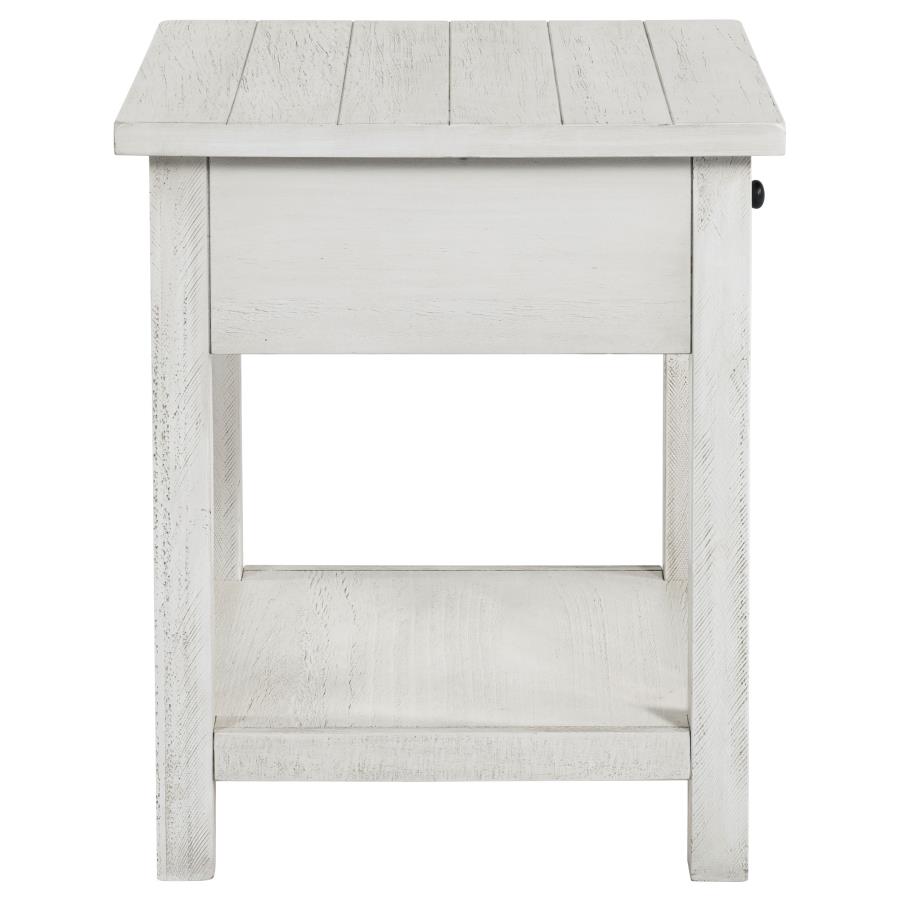 Payne 1-drawer Wood End Table with Shelf Distressed White view 5