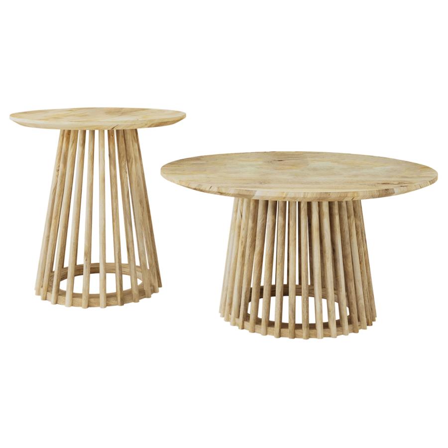 Touhy 2-piece Round Coffee and End Table Set Natural Mango view 2