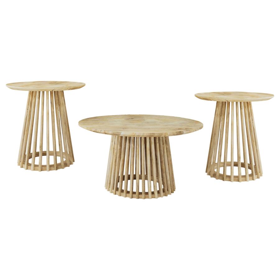 Touhy 3-piece Round Coffee and End Table Set Natural Mango view 2