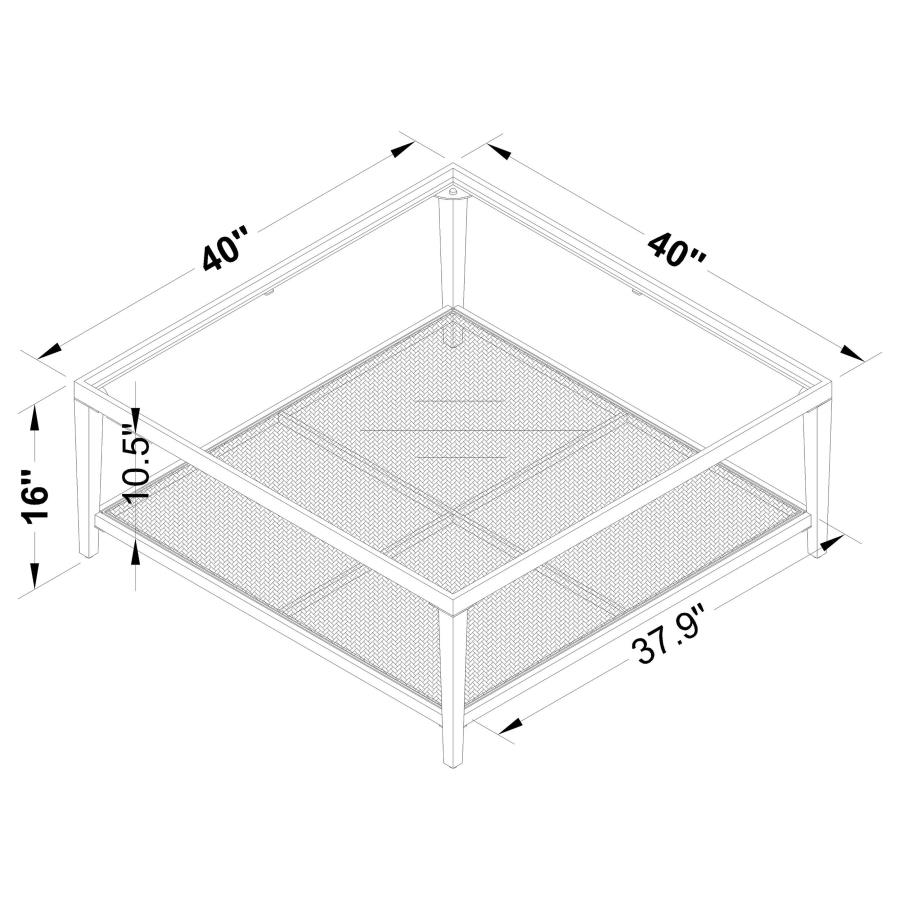 Amherst Glass Top Metal with Cane Shelf Coffee Table Black view 6