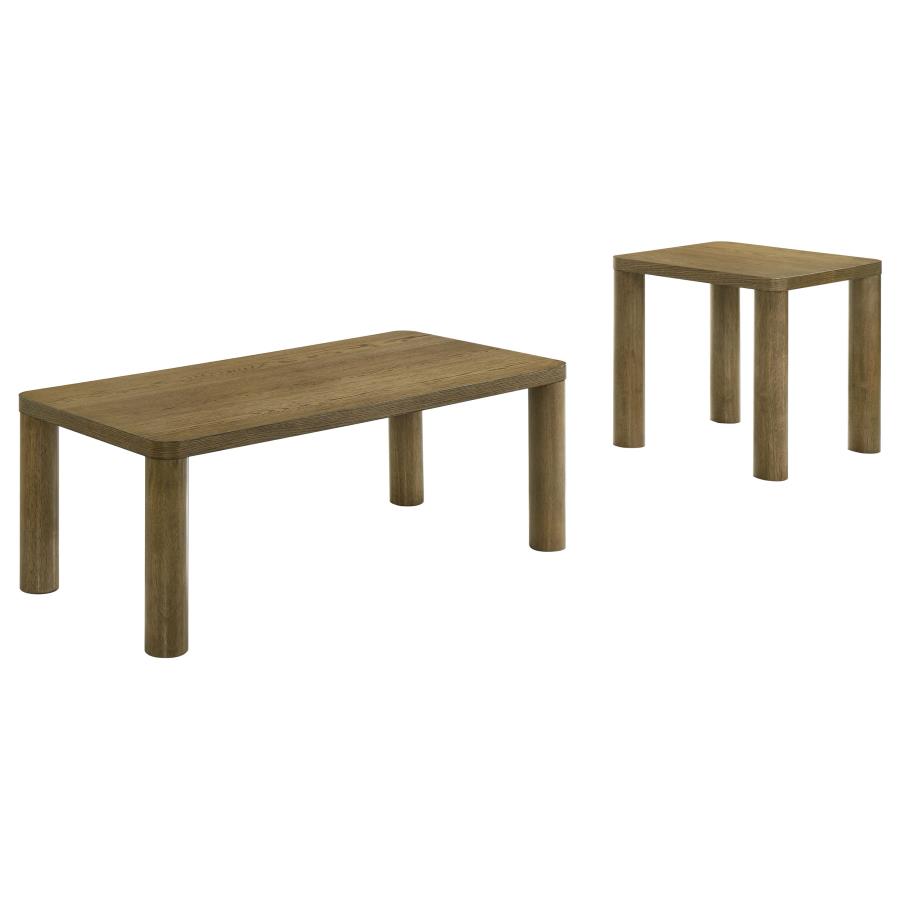 Castlewood 2-piece Cocktail Coffee Table Set Brown Oak view 2