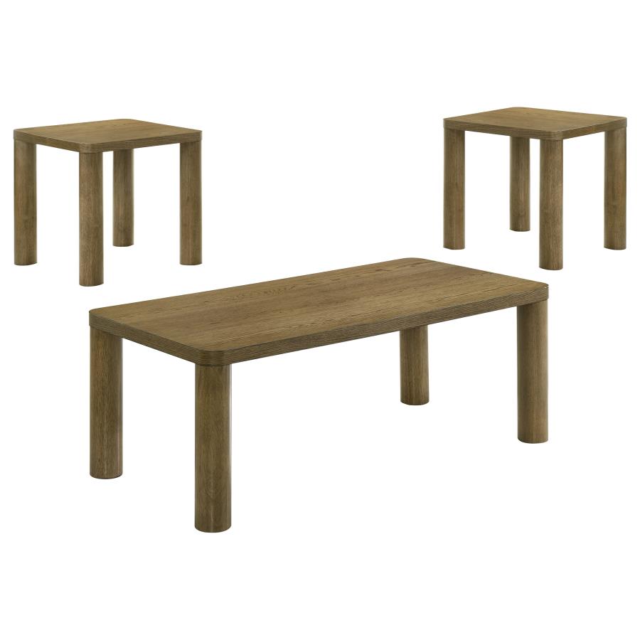Castlewood 3-piece Cocktail Coffee Table Set Brown Oak view 2