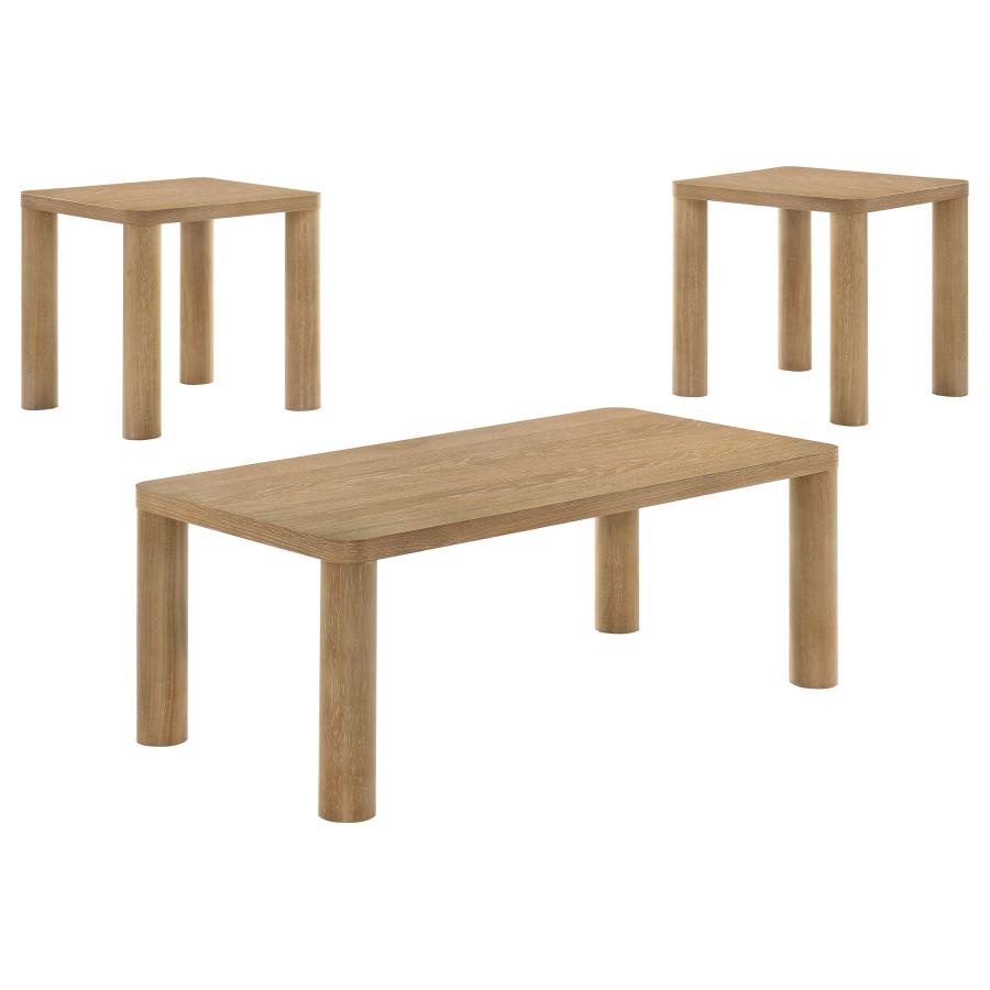 Castlewood 3-piece Cocktail Coffee Table Set Light Oak view 2