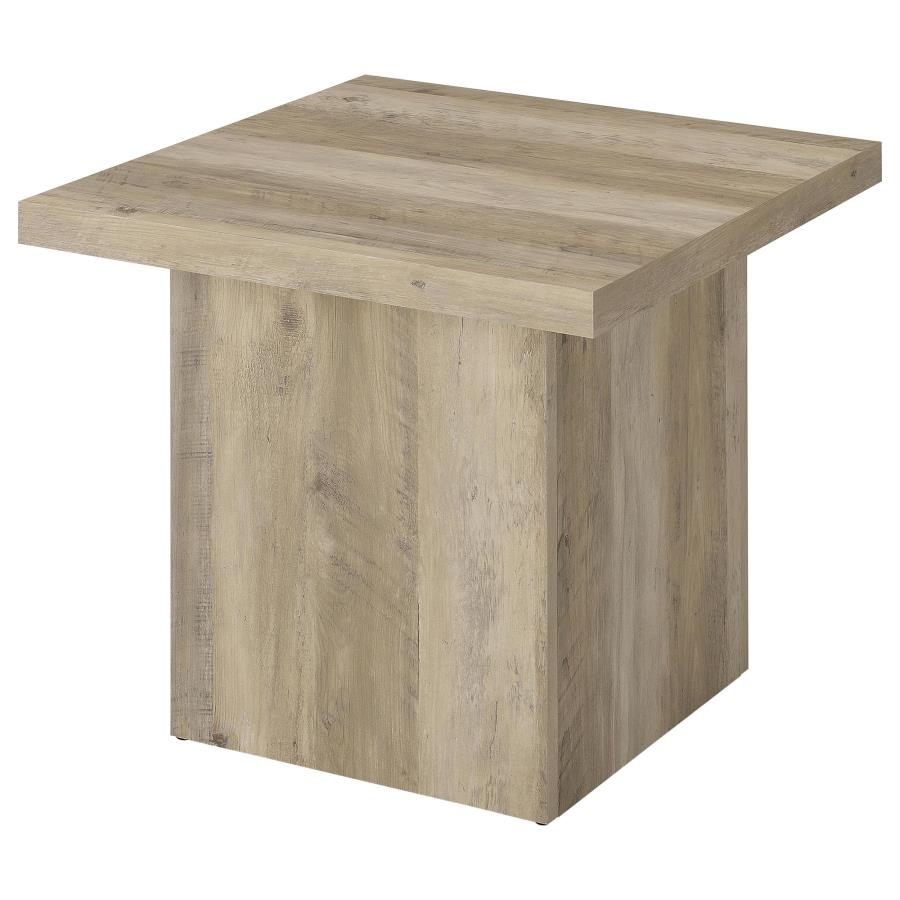 Devar Square Engineered Wood End Table Distressed Pine view 4