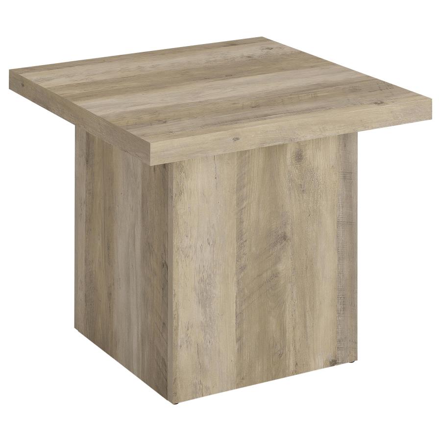 Devar 2-piece Square Coffee End Table Set Distressed Pine view 3