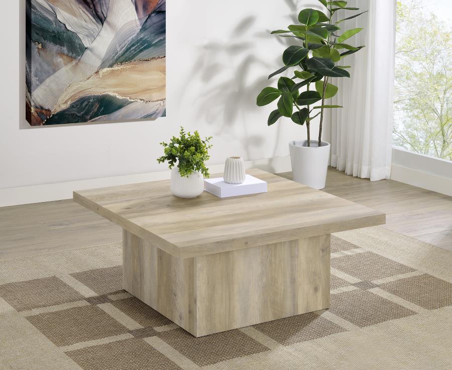 Devar Square Engineered Wood Coffee Table Distressed Pine view 2