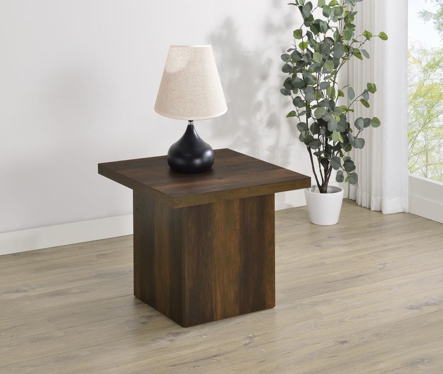 Devar Square Engineered Wood Side End Table Dark Pine view 2