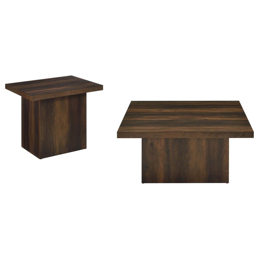 Devar 2-piece Square Coffee and End Table Set Dark Pine view 2