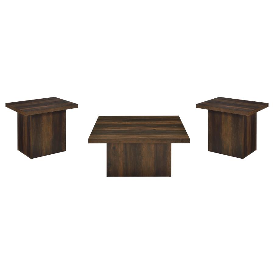 Devar 3-piece Square Coffee and End Table Set Dark Pine view 2