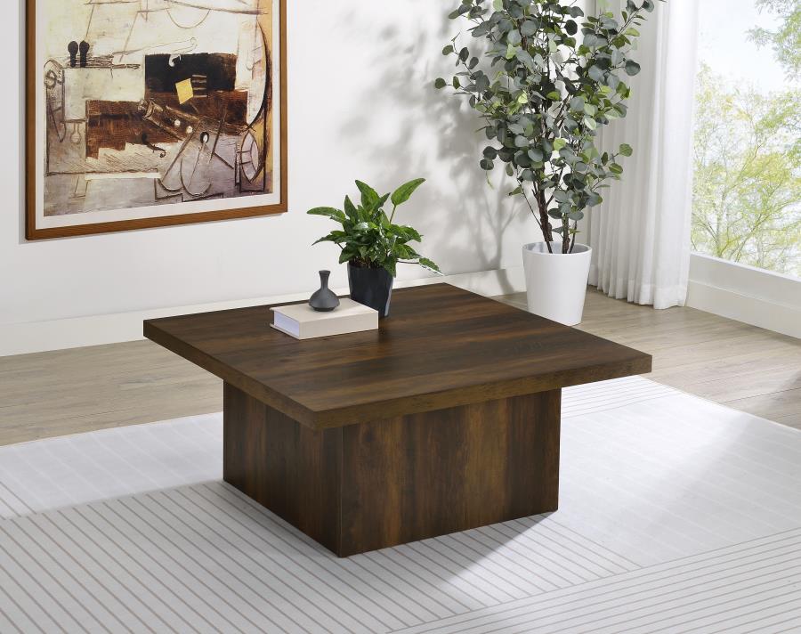 Devar Square Engineered Wood Cocktail Coffee Table Dark Pine view 2