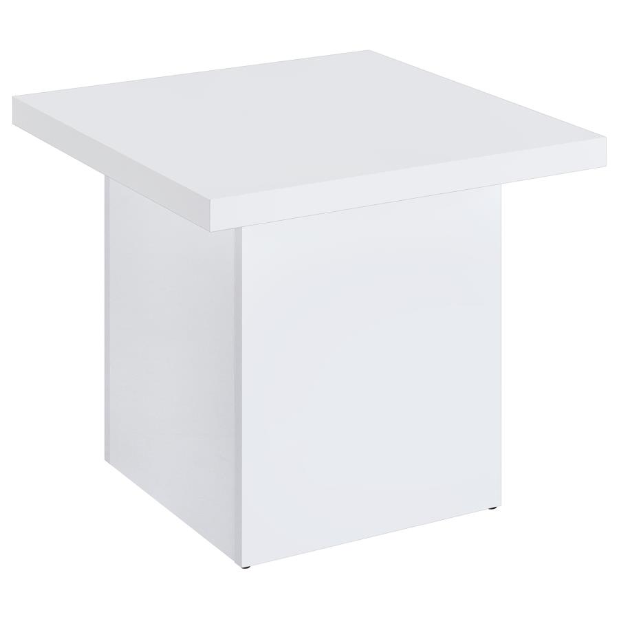 Devar 2-piece Square Coffee End Table Set White High Gloss view 3
