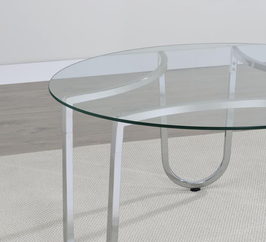 Beller Round Tempered Glass Top End Side Table Chrome view 6