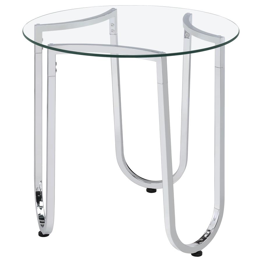 Beller 2-piece Round Tempered Glass Top Coffee Table Set Chrome view 5