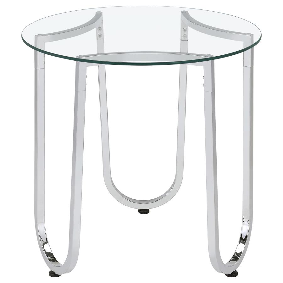 Beller 3-piece Round Tempered Glass Top Coffee Table Set Chrome view 4
