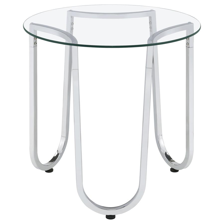 Beller 3-piece Round Tempered Glass Top Coffee Table Set Chrome view 6